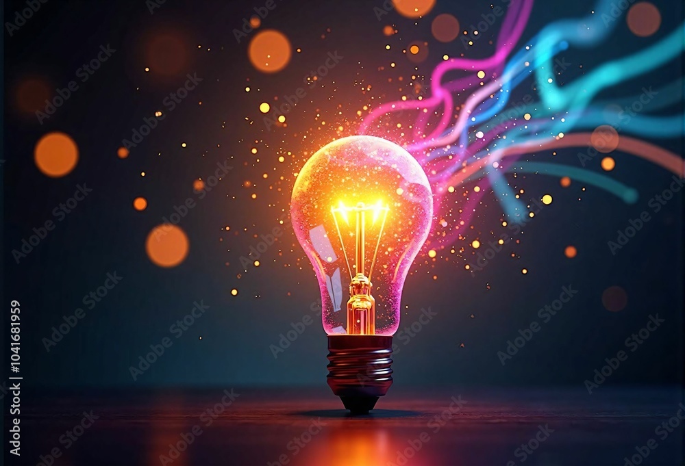 Creative Idea and Inspiration Symbolized by a Light Bulb - Representing an Innovative Breakthrough and Creative Thinking Creative Idea and Inspiration Symbolized by a Light Bulb - Representing an Innovative Breakthrough and Creative Thinking