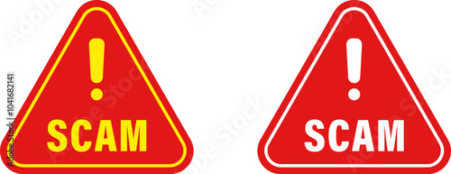 Scam alert attention warning sign vector illustration design