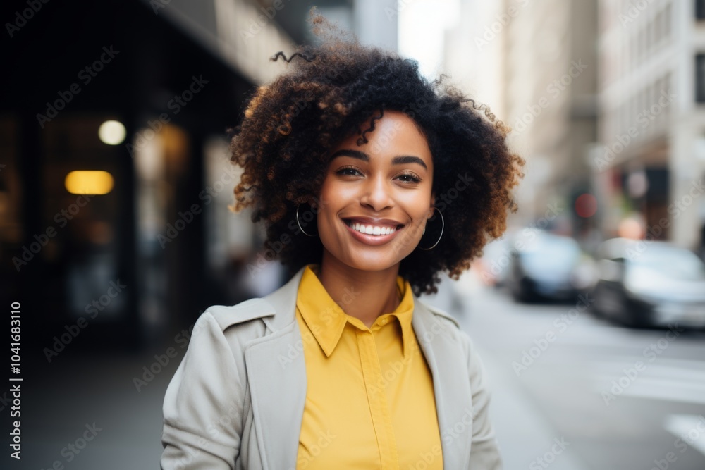 Smiling portrait of a young African American businesswoman in office