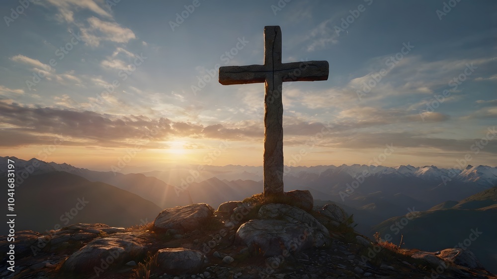A majestic cross reaches for the sky, symbolizing faith and strength. A majestic cross reaches for the sky, symbolizing faith and strength.