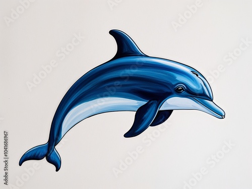 Dolphin hand drawn painted painting illustration on plain white background photo