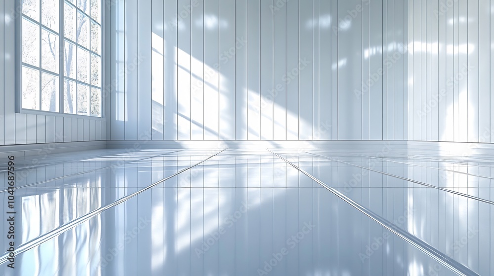 Sleek glossy white panelled wall background with narrow vertical panels and a reflective surface creating a modern futuristic aesthetic perfect for minimalist interior designs Sleek glossy white panelled wall background with narrow vertical panels and a reflective surface creating a modern futuristic aesthetic perfect for minimalist interior designs