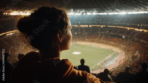 Stadionblick von oben: nächtliches Fußballspiel-Abenteuer für Sportbegeisterte und Marketing photo