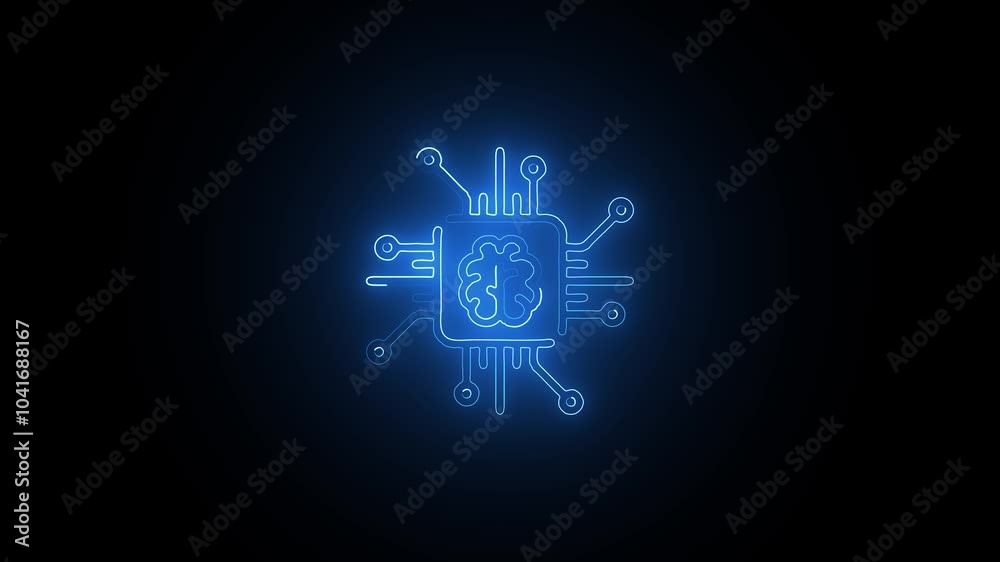 Glowing neon Chip icon isolated on black background. HD Video motion graphic animation Glowing neon Chip icon isolated on black background. HD Video motion graphic animation