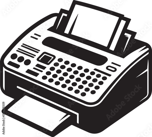 Fax machine icon silhouette vector isolated on a white background.