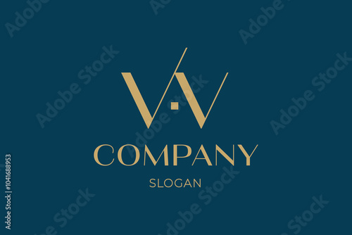 Minimalist Clean and Elegant Letter W, WV House Logo Design Vector Template for Real Estate Company
