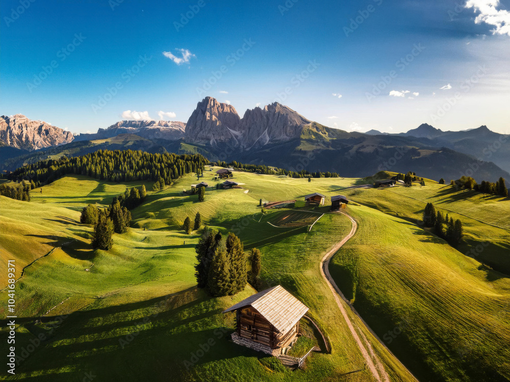 Obraz premium green landscape with mountains