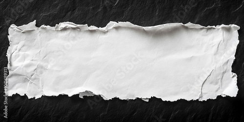 Old white paper cut piece on black background