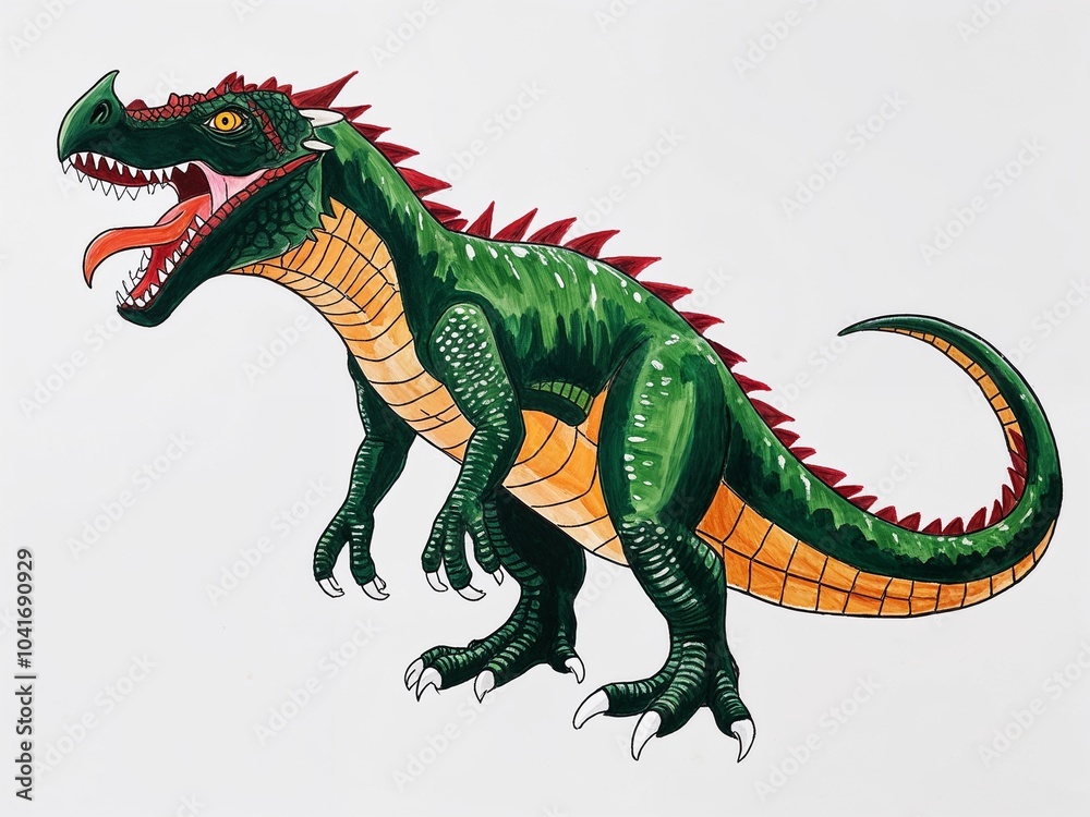 Fototapeta premium Komodo Dragon hand drawn painted painting illustration on plain white background