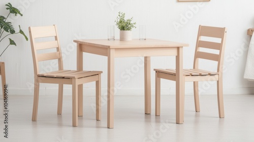 Compact Maple Dining Set with Foldable Chairs