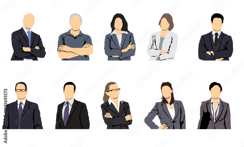 people business half isolated set people business half isolated set