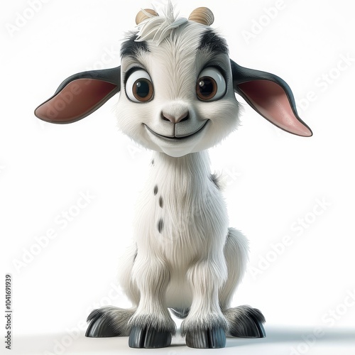 Adorable 3D Cartoon Goat Character Design