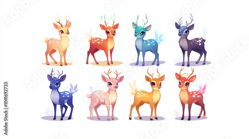 Cute and adorable Crystal Deer Pose collection, anime style