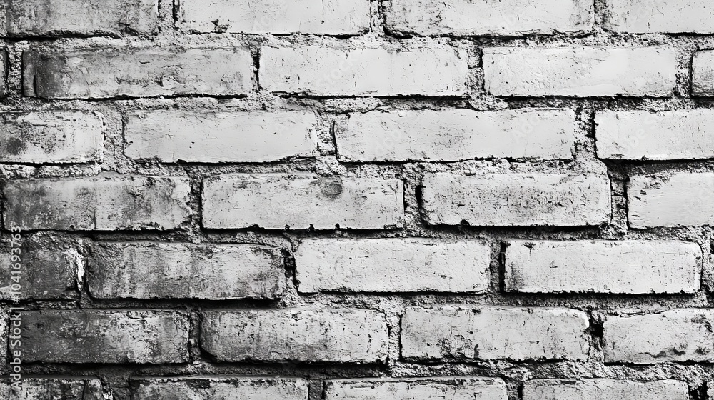 Weathered Brick Wall Texture - Grey Monochrome Background