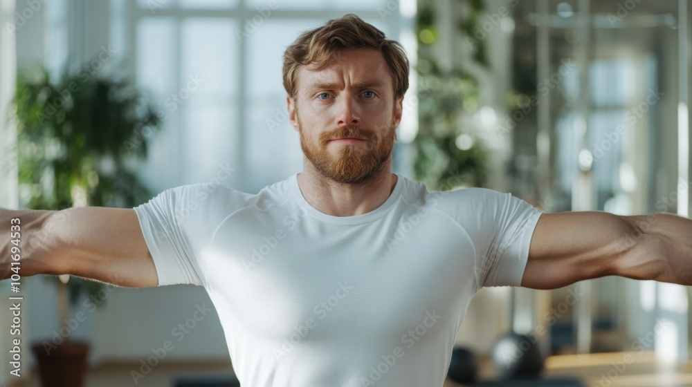 Fototapeta premium Motivierender Fitnesstrainer demonstriert Trainingstechniken für das Frühjahrstraining