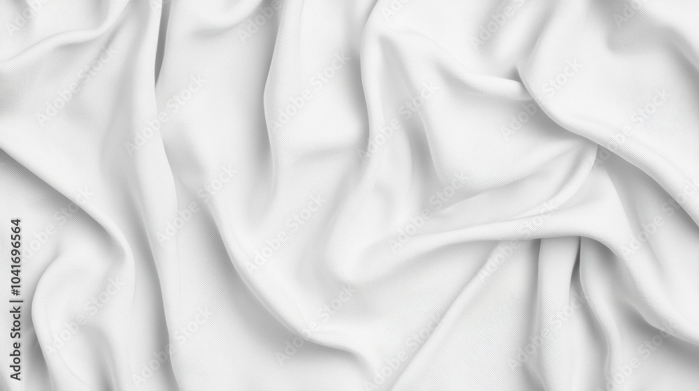 Obraz premium Soft and smooth white fabric draping elegantly, showcasing delicate folds and textures against a clean backdrop, ideal for design and textile use.