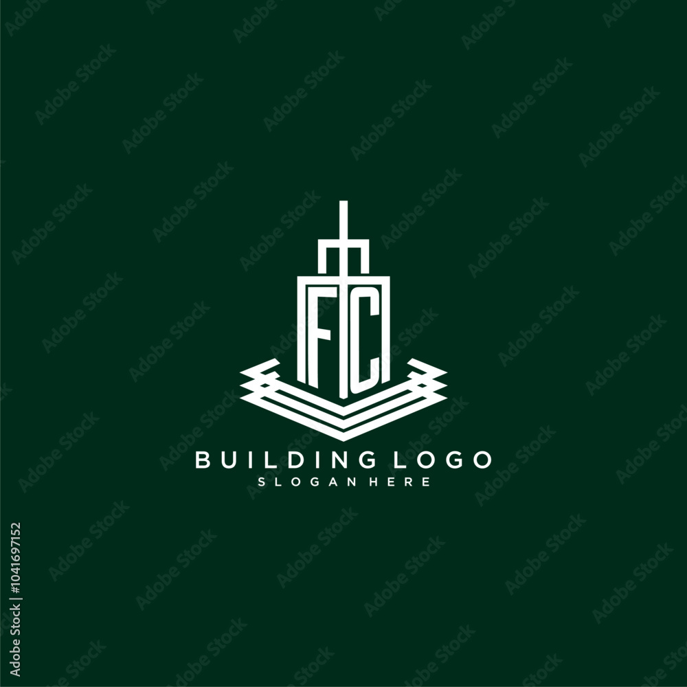 FC initial monogram building logo for real estate FC initial monogram building logo for real estate