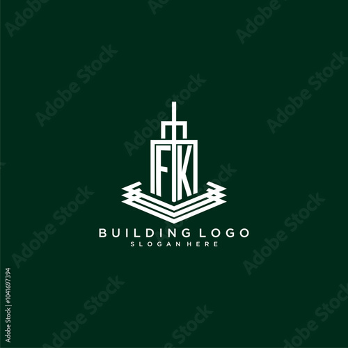 FK initial monogram building logo for real estate