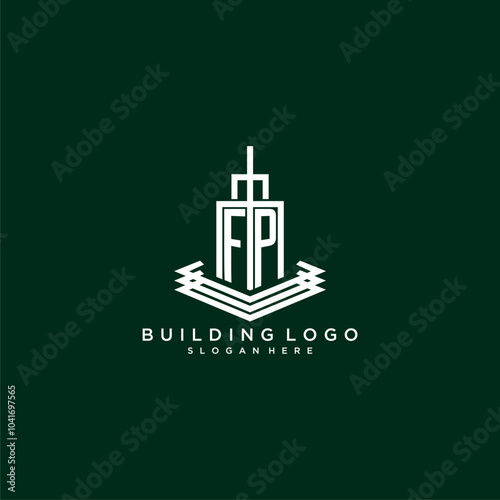 FP initial monogram building logo for real estate