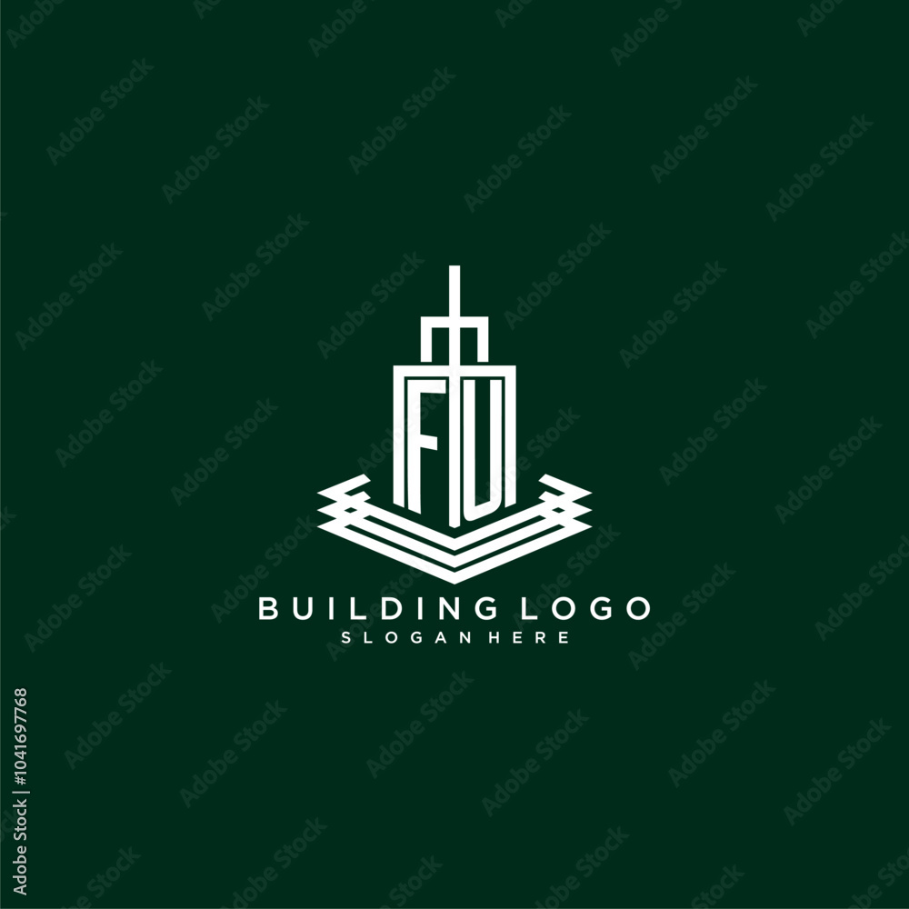 FU initial monogram building logo for real estate FU initial monogram building logo for real estate