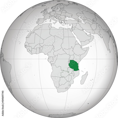 Detailed national location map of TANZANIA within the great continent of Africa