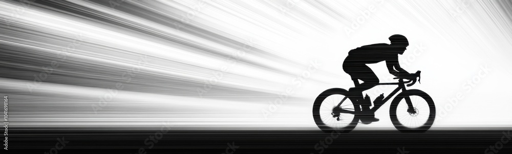 Obraz premium Blurred image of a person riding a bike on a road