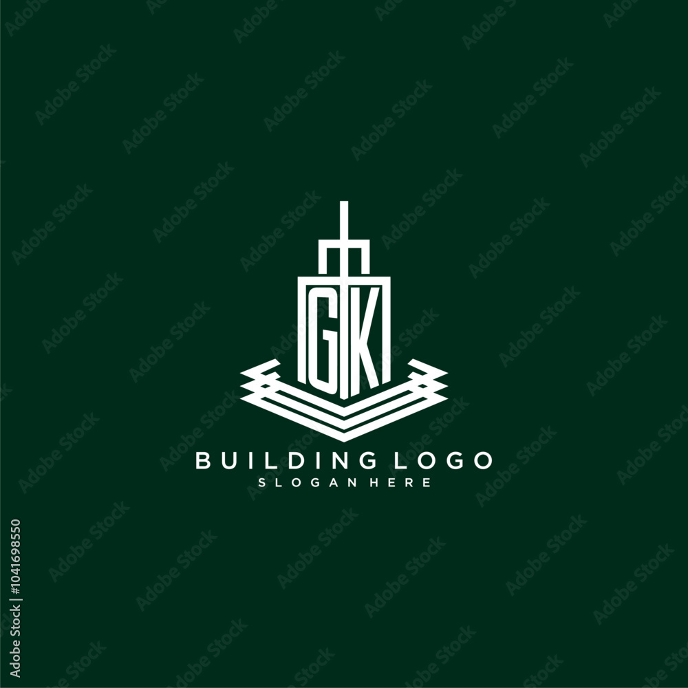 GK initial monogram building logo for real estate GK initial monogram building logo for real estate