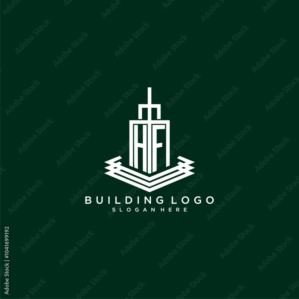 HF initial monogram building logo for real estate HF initial monogram building logo for real estate