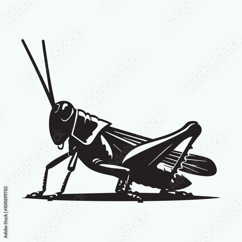 Grasshopper silhouette vector black and white