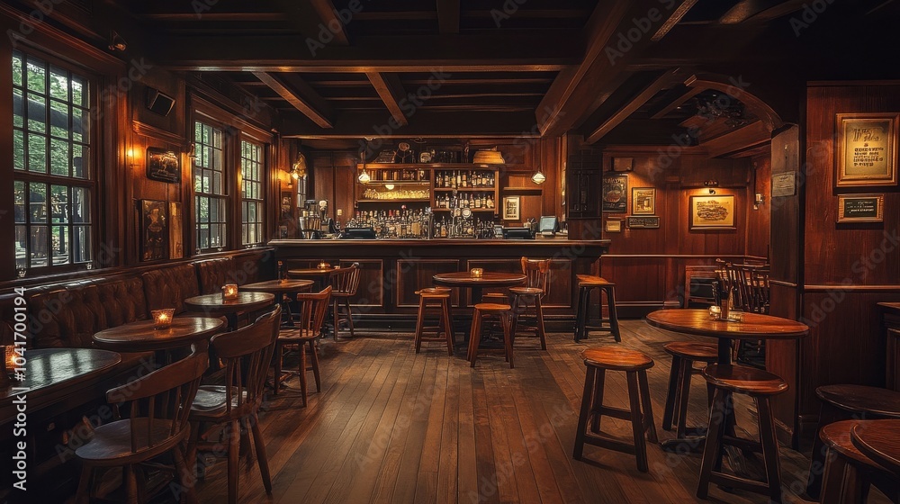 A cozy pub with warm lighting, inviting guests to relax and enjoy local brews. A cozy pub with warm lighting, inviting guests to relax and enjoy local brews.