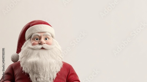 A red santa with a white beard and a white hat