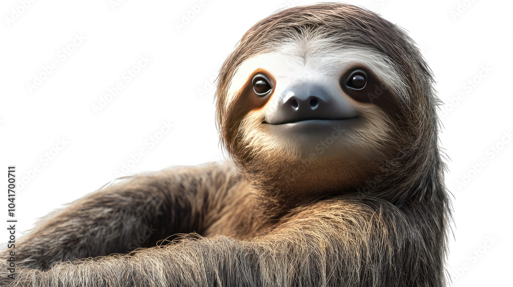 Fototapeta premium Close-up images of an otter, bear, and cub set against a white background, showcasing cute young mammals in their natural habitats