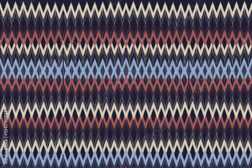 Illustration of seamless hand drawing vintage Ethnic abstract multicolored ikat art.