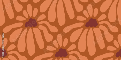  hand drawn flowers seamless pattern. Abstract floral background. Template for design, textile, fashion, surface design, fabric, interior decor, wallpaper