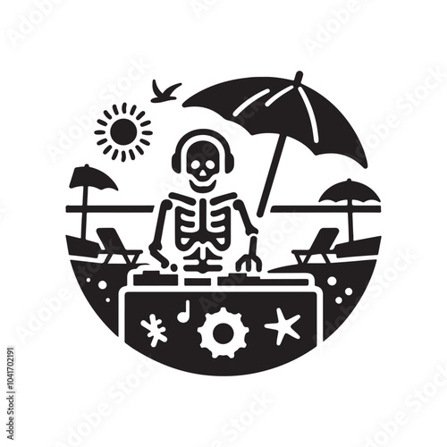 Florida Beach Skull Silhouette Vectors – Perfect for T-shirt and Poster Designs