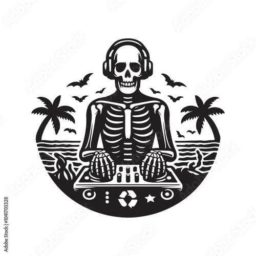 Florida Beach Skull Silhouette Vectors – Perfect for T-shirt and Poster Designs