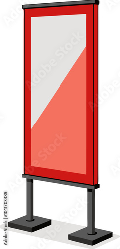 Side view of an ad stand or blank advertising board. Mockup template of ad signage easel