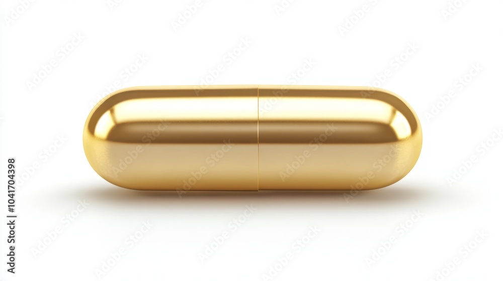 golden soft gel capsule on white background. drug and medical concept golden soft gel capsule on white background. drug and medical concept