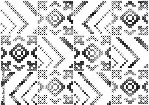 Geometric seamless ethnic pattern, Aztec embroidery border art wallpaper background, design for fabric, curtain, carpet, sweater, shirt.