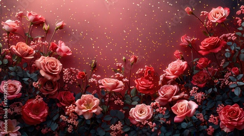 Wallpaper Mural Elegant Floral Background with Roses and Bokeh Effects Torontodigital.ca