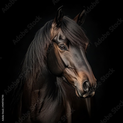 dramatic portrait of a majestic horse 