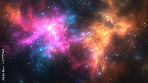 Wallpaper Mural Bright Nebula with Pink, Blue, and Orange Gas in Deep Space Torontodigital.ca