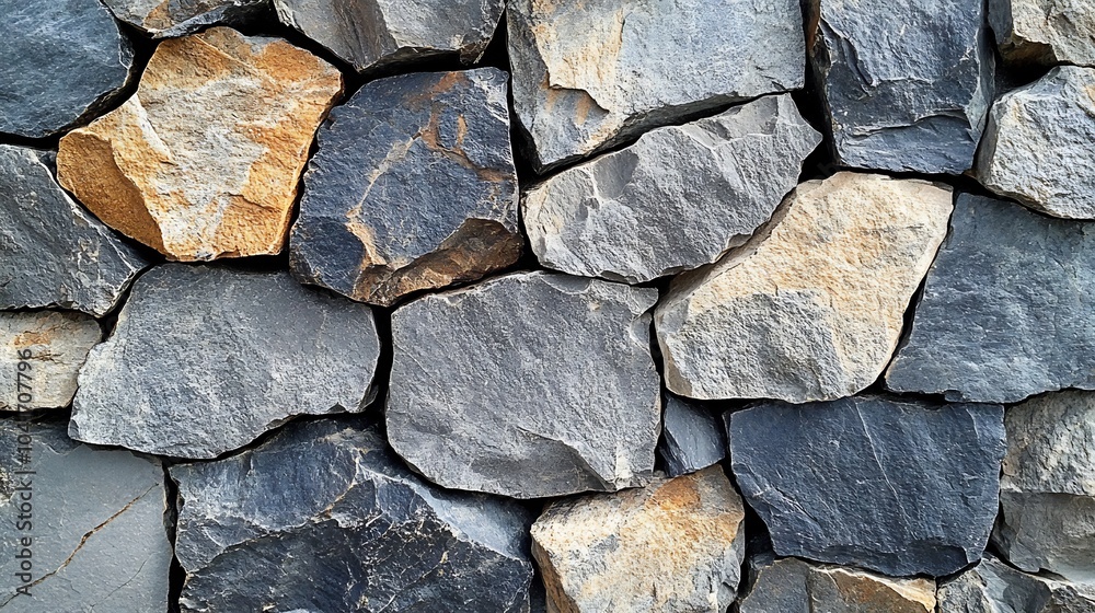 Stone wall with a variety of rounded and jagged stones in cool gray hues forming a balanced and timeless pattern perfect for blending oldworld charm with modern design Stone wall with a variety of rounded and jagged stones in cool gray hues forming a balanced and timeless pattern perfect for blending oldworld charm with modern design