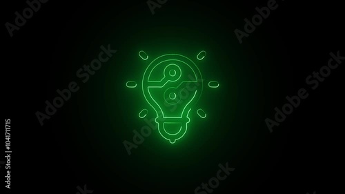 Wallpaper Mural glowing neon line light bulb cyan yellow icon isolated on black background. technology energy concept. Torontodigital.ca