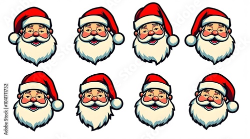 Eight Jolly Santas: A Christmas Icon Set