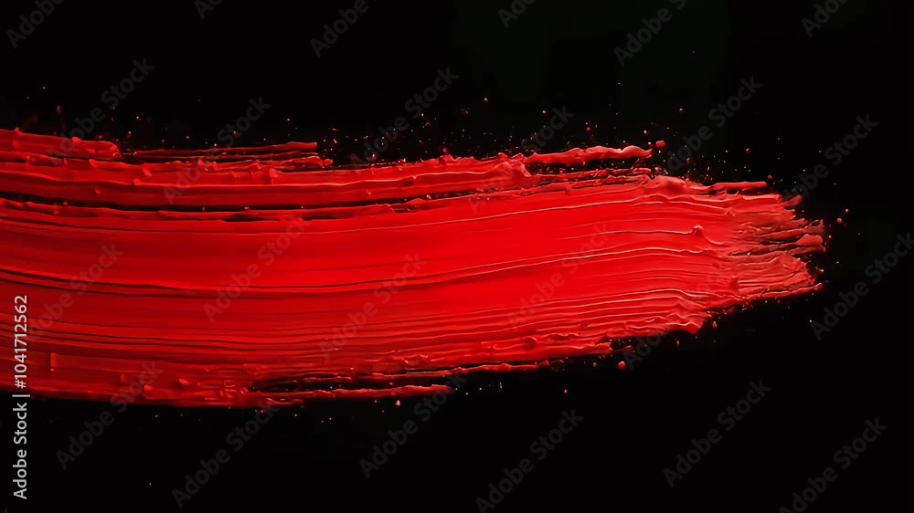 Red dry brush transition on black screen. Stock art effect in 4K , Generative AI