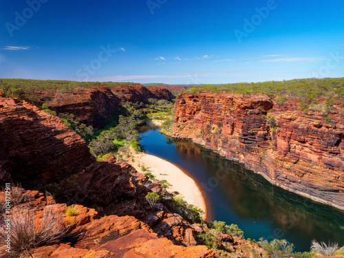 landscape with rocks and river