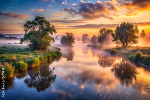 Misty Riverscape Transforms in a Mesmerizing Metamorphosis During the Awakening of Dawn