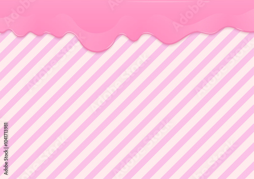 Pink melting icing on striped background