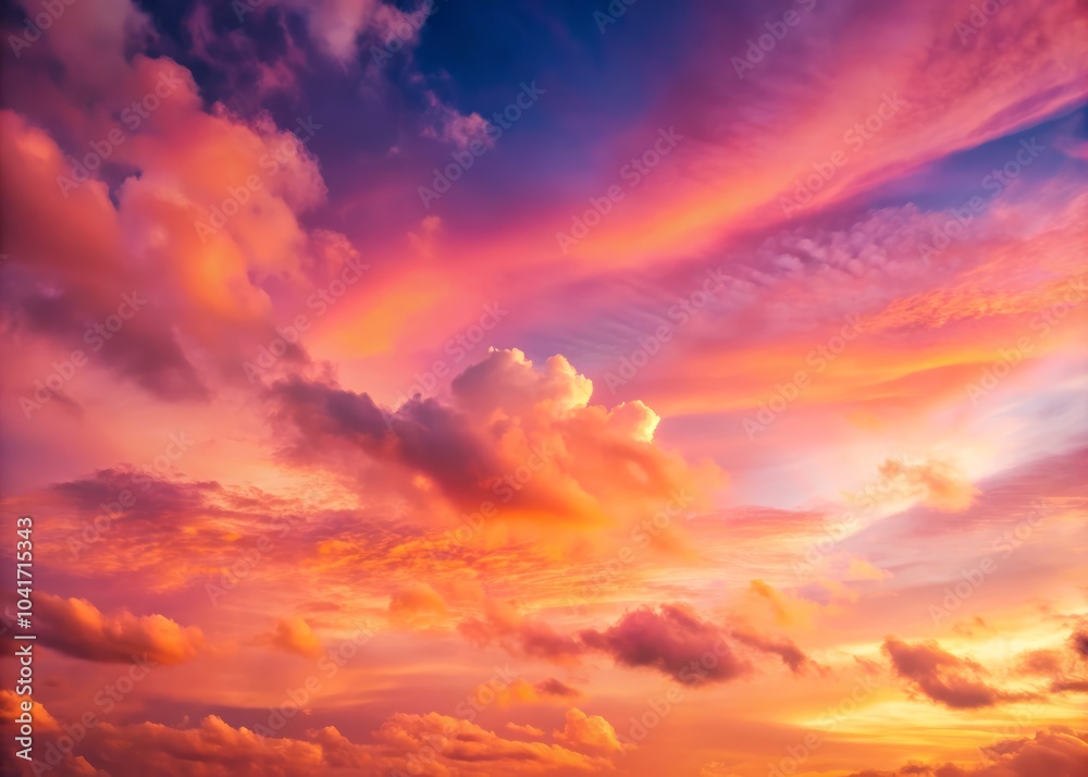 Obraz premium Serene Sky at Dusk Transitioning from Soft Pink to Deep Purple with Wispy Clouds Above Horizon